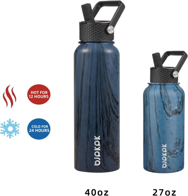 BJPKPK Insulated Water Bottles with Straw Lid, 50oz Large Water Jug, Stainless Steel Vacuum Bottles, Hot & Cold Thermos with 3 Lids and Paracord Handle,Stainless Steel - Image 201