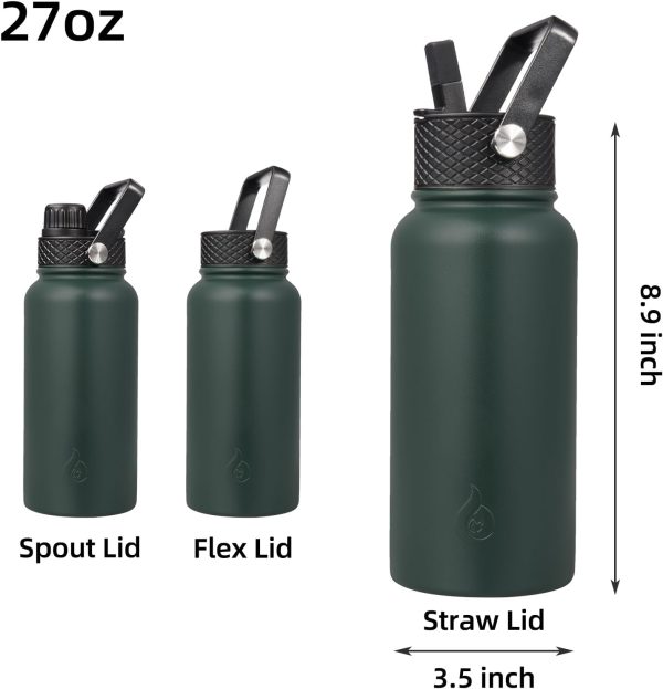 BJPKPK Insulated Water Bottles with Straw Lid, 50oz Large Water Jug, Stainless Steel Vacuum Bottles, Hot & Cold Thermos with 3 Lids and Paracord Handle,Stainless Steel - Image 203