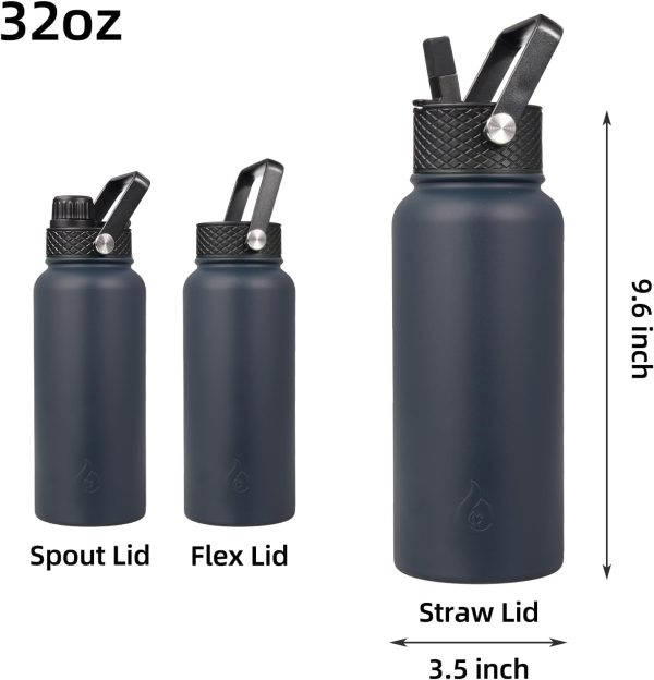BJPKPK Insulated Water Bottles with Straw Lid, 50oz Large Water Jug, Stainless Steel Vacuum Bottles, Hot & Cold Thermos with 3 Lids and Paracord Handle,Stainless Steel - Image 208