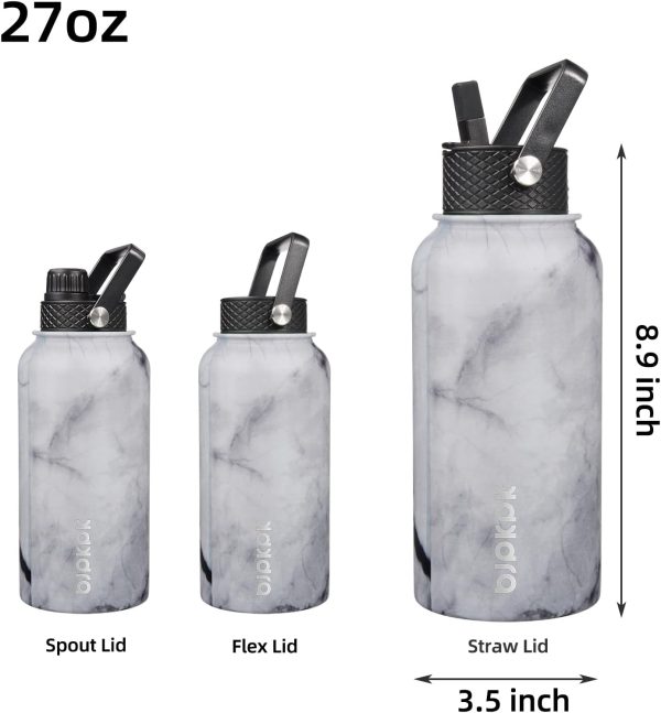 BJPKPK Insulated Water Bottles with Straw Lid, 50oz Large Water Jug, Stainless Steel Vacuum Bottles, Hot & Cold Thermos with 3 Lids and Paracord Handle,Stainless Steel - Image 212
