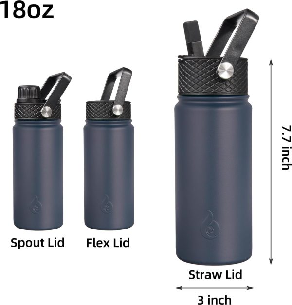 BJPKPK Insulated Water Bottles with Straw Lid, 50oz Large Water Jug, Stainless Steel Vacuum Bottles, Hot & Cold Thermos with 3 Lids and Paracord Handle,Stainless Steel - Image 221