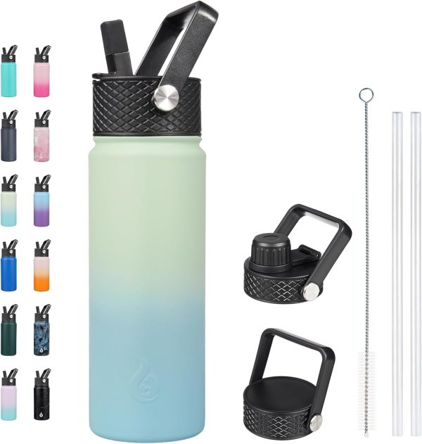 BJPKPK Insulated Water Bottles with Straw Lid, 50oz Large Water Jug, Stainless Steel Vacuum Bottles, Hot & Cold Thermos with 3 Lids and Paracord Handle,Stainless Steel - Image 231