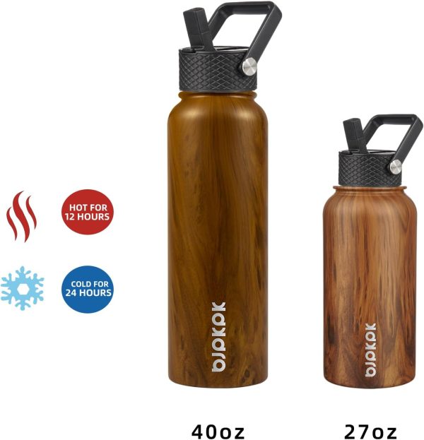BJPKPK Insulated Water Bottles with Straw Lid, 50oz Large Water Jug, Stainless Steel Vacuum Bottles, Hot & Cold Thermos with 3 Lids and Paracord Handle,Stainless Steel - Image 239