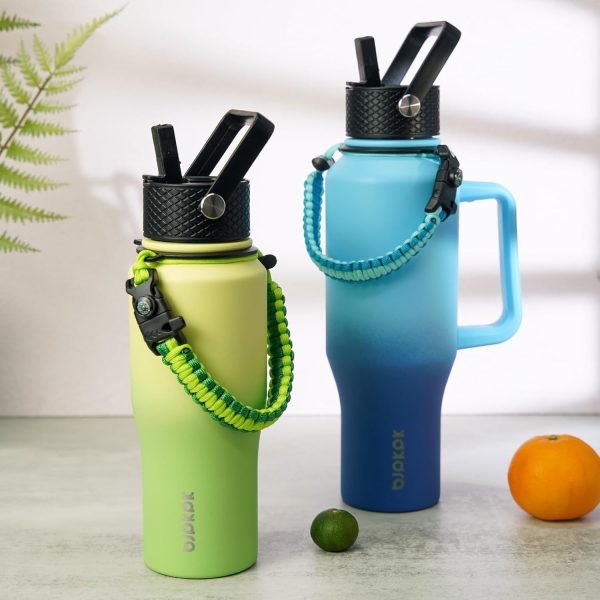 BJPKPK Insulated Water Bottles with Straw Lid, 35oz Metal Water Bottle with 2 lids & Paracord Strap, Double Wall Stainless Steel Tumbler with Handle, Reusable Cups, Mugs, Thermos, Sea - Image 22