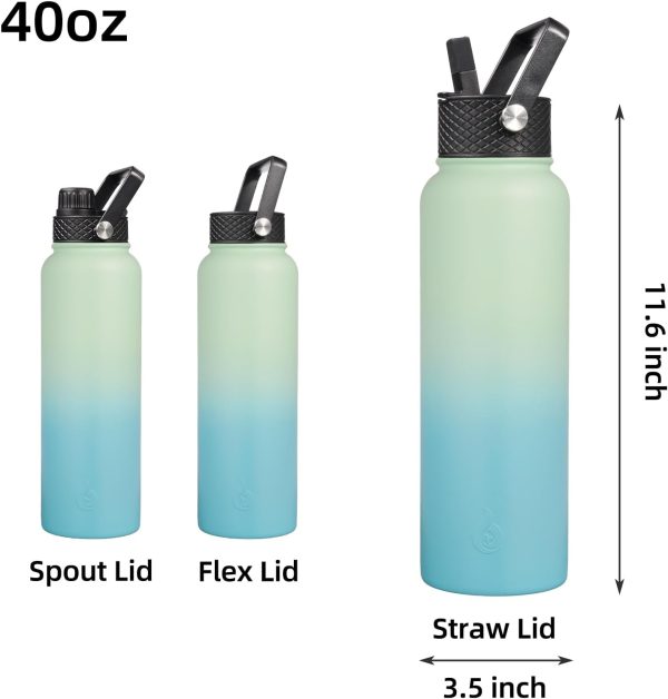 BJPKPK Insulated Water Bottles with Straw Lid, 50oz Large Water Jug, Stainless Steel Vacuum Bottles, Hot & Cold Thermos with 3 Lids and Paracord Handle,Stainless Steel - Image 247