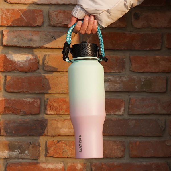 BJPKPK Insulated Water Bottles with Straw Lid, 35oz Metal Water Bottle with 2 lids & Paracord Strap, Double Wall Stainless Steel Tumbler with Handle, Reusable Cups, Mugs, Thermos, Sea - Image 28