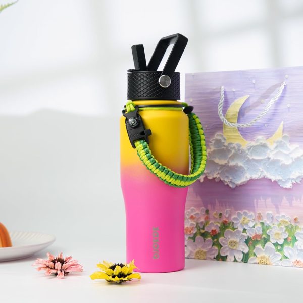 BJPKPK Insulated Water Bottles with Straw Lid, 35oz Metal Water Bottle with 2 lids & Paracord Strap, Double Wall Stainless Steel Tumbler with Handle, Reusable Cups, Mugs, Thermos, Sea - Image 46