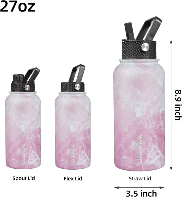 BJPKPK Insulated Water Bottles with Straw Lid, 50oz Large Water Jug, Stainless Steel Vacuum Bottles, Hot & Cold Thermos with 3 Lids and Paracord Handle,Stainless Steel - Image 282