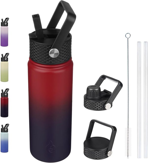 BJPKPK Insulated Water Bottles with Straw Lid, 50oz Large Water Jug, Stainless Steel Vacuum Bottles, Hot & Cold Thermos with 3 Lids and Paracord Handle,Stainless Steel - Image 289