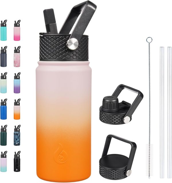 BJPKPK Insulated Water Bottles with Straw Lid, 50oz Large Water Jug, Stainless Steel Vacuum Bottles, Hot & Cold Thermos with 3 Lids and Paracord Handle,Stainless Steel - Image 293