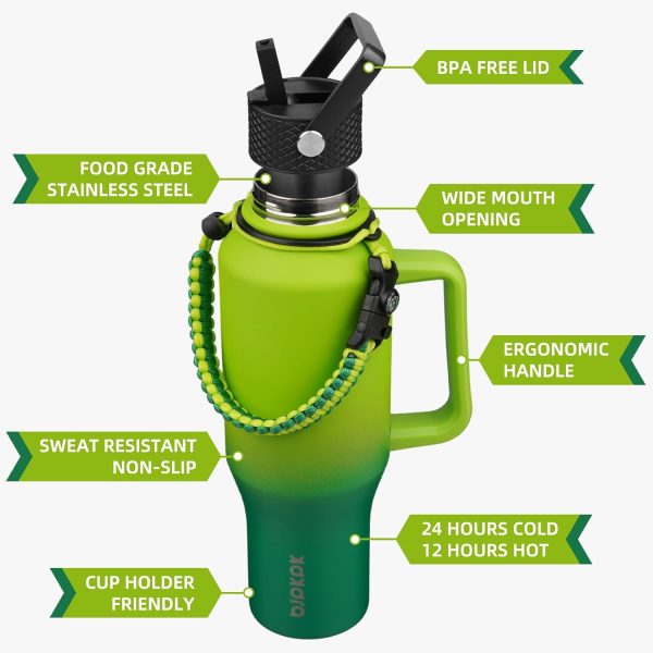 BJPKPK Insulated Water Bottles with Straw Lid, 35oz Metal Water Bottle with 2 lids & Paracord Strap, Double Wall Stainless Steel Tumbler with Handle, Reusable Cups, Mugs, Thermos, Sea - Image 74