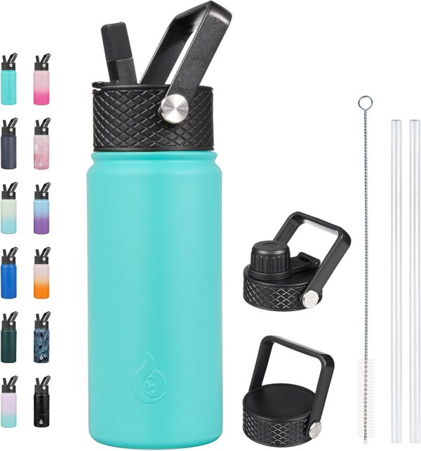 BJPKPK Insulated Water Bottles with Straw Lid, 50oz Large Water Jug, Stainless Steel Vacuum Bottles, Hot & Cold Thermos with 3 Lids and Paracord Handle,Stainless Steel - Image 303