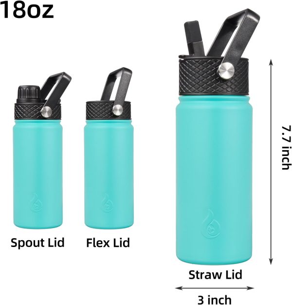 BJPKPK Insulated Water Bottles with Straw Lid, 50oz Large Water Jug, Stainless Steel Vacuum Bottles, Hot & Cold Thermos with 3 Lids and Paracord Handle,Stainless Steel - Image 304