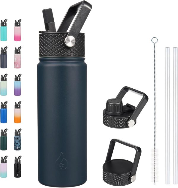BJPKPK Insulated Water Bottles with Straw Lid, 50oz Large Water Jug, Stainless Steel Vacuum Bottles, Hot & Cold Thermos with 3 Lids and Paracord Handle,Stainless Steel - Image 306