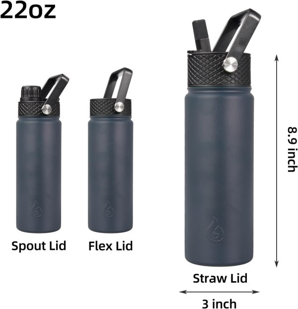 BJPKPK Insulated Water Bottles with Straw Lid, 50oz Large Water Jug, Stainless Steel Vacuum Bottles, Hot & Cold Thermos with 3 Lids and Paracord Handle,Stainless Steel - Image 307