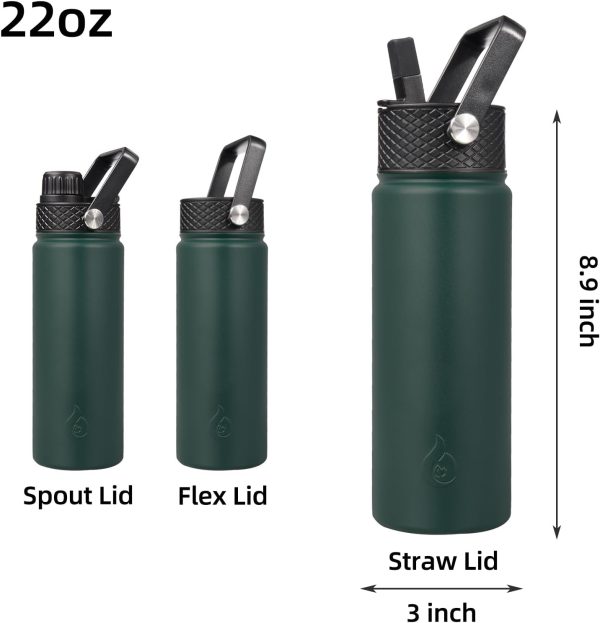 BJPKPK Insulated Water Bottles with Straw Lid, 50oz Large Water Jug, Stainless Steel Vacuum Bottles, Hot & Cold Thermos with 3 Lids and Paracord Handle,Stainless Steel - Image 326