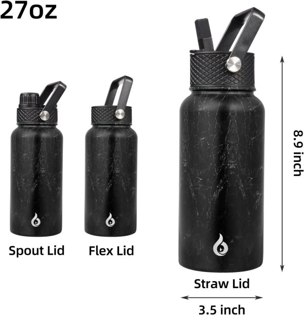 BJPKPK Insulated Water Bottles with Straw Lid, 50oz Large Water Jug, Stainless Steel Vacuum Bottles, Hot & Cold Thermos with 3 Lids and Paracord Handle,Stainless Steel - Image 338