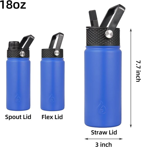 BJPKPK Insulated Water Bottles with Straw Lid, 50oz Large Water Jug, Stainless Steel Vacuum Bottles, Hot & Cold Thermos with 3 Lids and Paracord Handle,Stainless Steel - Image 341