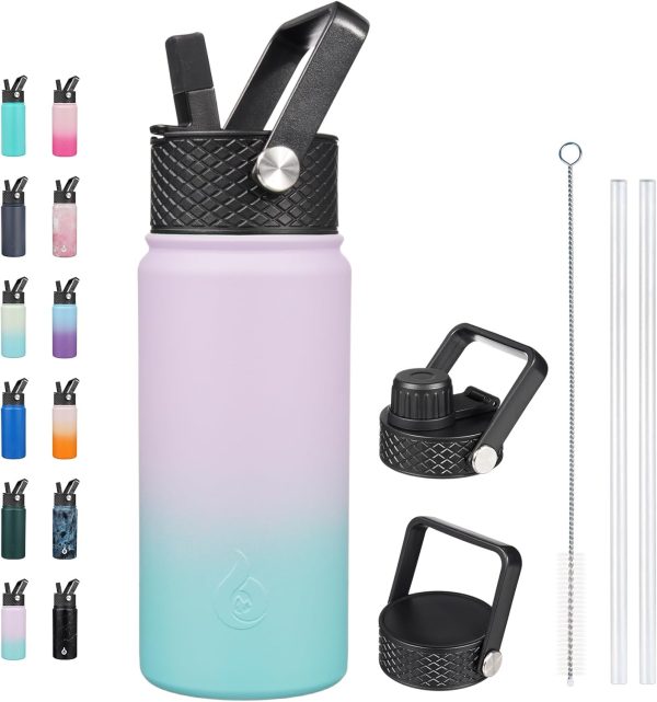 BJPKPK Insulated Water Bottles with Straw Lid, 50oz Large Water Jug, Stainless Steel Vacuum Bottles, Hot & Cold Thermos with 3 Lids and Paracord Handle,Stainless Steel - Image 346