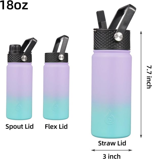 BJPKPK Insulated Water Bottles with Straw Lid, 50oz Large Water Jug, Stainless Steel Vacuum Bottles, Hot & Cold Thermos with 3 Lids and Paracord Handle,Stainless Steel - Image 347