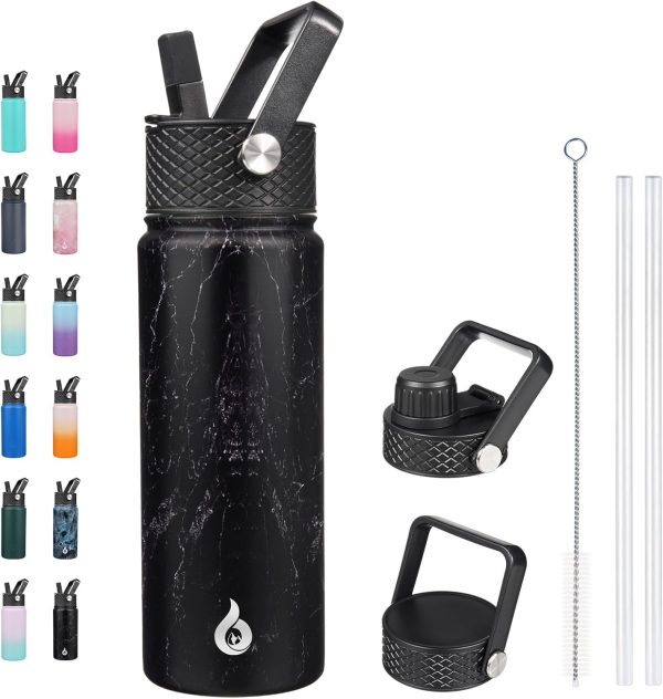 BJPKPK Insulated Water Bottles with Straw Lid, 50oz Large Water Jug, Stainless Steel Vacuum Bottles, Hot & Cold Thermos with 3 Lids and Paracord Handle,Stainless Steel - Image 349