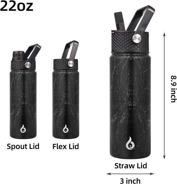 BJPKPK Insulated Water Bottles with Straw Lid, 50oz Large Water Jug, Stainless Steel Vacuum Bottles, Hot & Cold Thermos with 3 Lids and Paracord Handle,Stainless Steel - Image 350