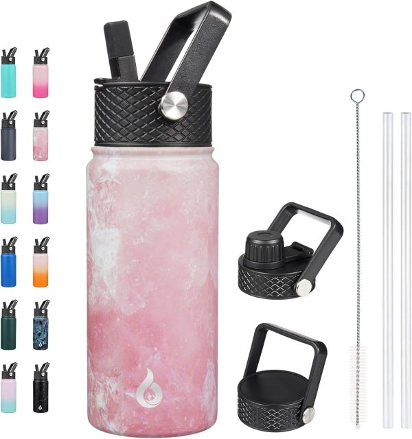 BJPKPK Insulated Water Bottles with Straw Lid, 50oz Large Water Jug, Stainless Steel Vacuum Bottles, Hot & Cold Thermos with 3 Lids and Paracord Handle,Stainless Steel - Image 352