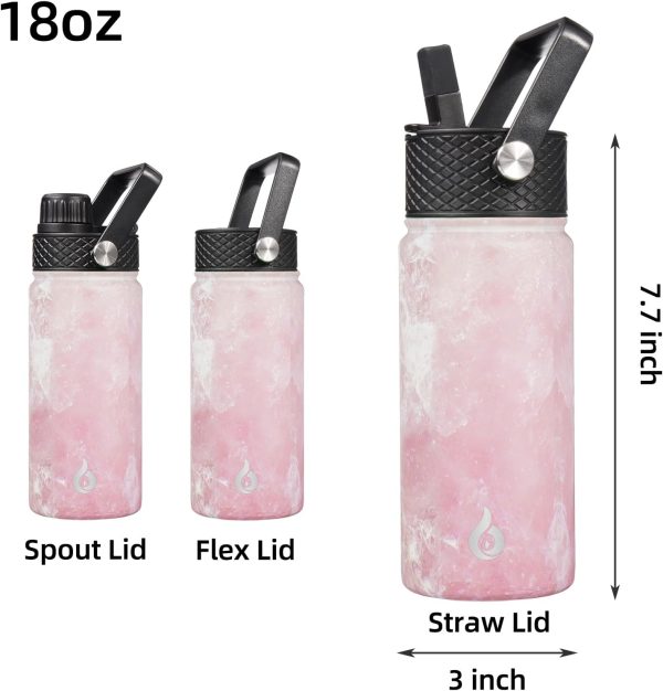 BJPKPK Insulated Water Bottles with Straw Lid, 50oz Large Water Jug, Stainless Steel Vacuum Bottles, Hot & Cold Thermos with 3 Lids and Paracord Handle,Stainless Steel - Image 353