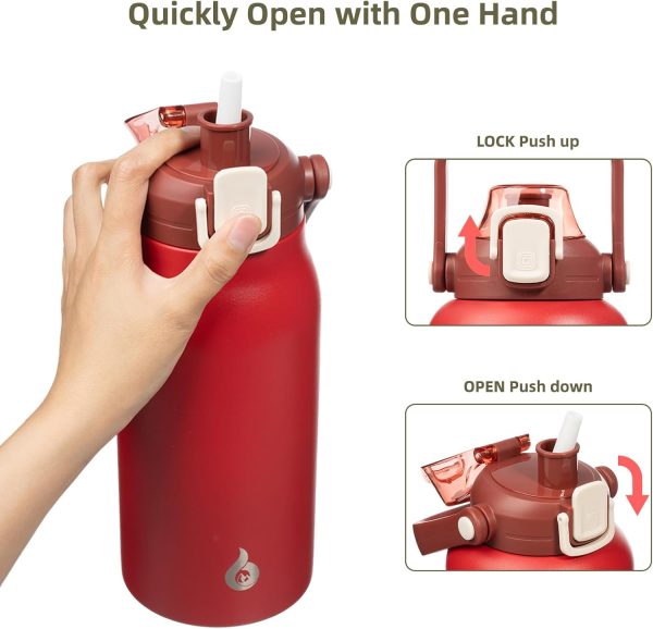 BJPKPK Insulated Water Bottles with Straw, 27 oz Cute Water Bottles with Handle, BPA Free Stainless Steel Metal Thermos, Easy Carry Thermos for Men & Women, White - Image 10
