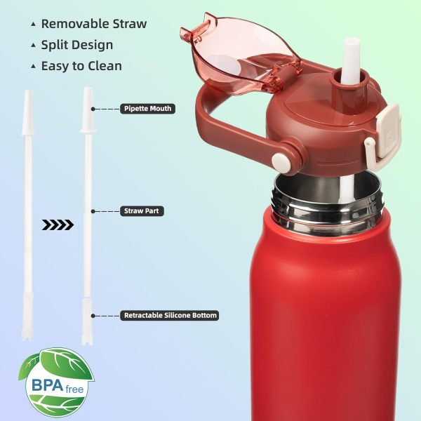 BJPKPK Insulated Water Bottles with Straw, 27 oz Cute Water Bottles with Handle, BPA Free Stainless Steel Metal Thermos, Easy Carry Thermos for Men & Women, White - Image 11