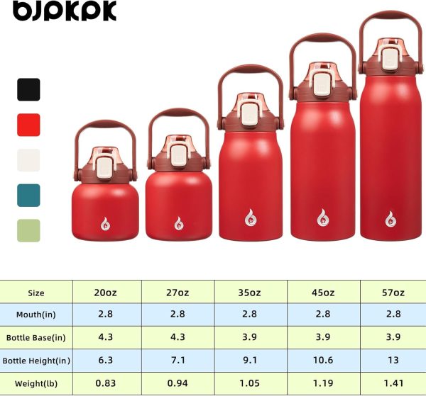 BJPKPK Insulated Water Bottles with Straw, 27 oz Cute Water Bottles with Handle, BPA Free Stainless Steel Metal Thermos, Easy Carry Thermos for Men & Women, White - Image 12