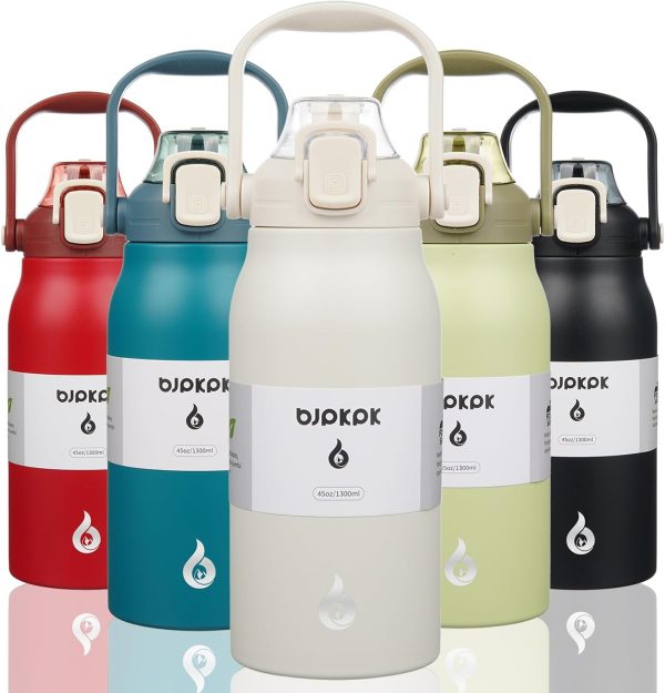 BJPKPK Insulated Water Bottles with Straw, 27 oz Cute Water Bottles with Handle, BPA Free Stainless Steel Metal Thermos, Easy Carry Thermos for Men & Women, White - Image 14