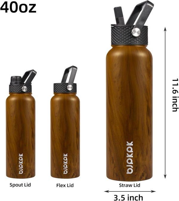BJPKPK Insulated Water Bottles with Straw Lid, 50oz Large Water Jug, Stainless Steel Vacuum Bottles, Hot & Cold Thermos with 3 Lids and Paracord Handle,Stainless Steel - Image 358
