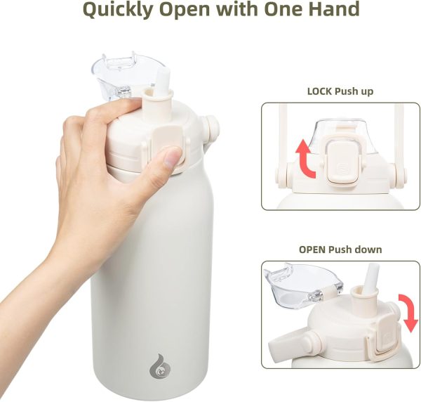 BJPKPK Insulated Water Bottles with Straw, 27 oz Cute Water Bottles with Handle, BPA Free Stainless Steel Metal Thermos, Easy Carry Thermos for Men & Women, White - Image 16