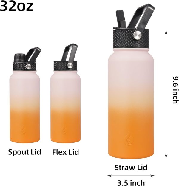 BJPKPK Insulated Water Bottles with Straw Lid, 50oz Large Water Jug, Stainless Steel Vacuum Bottles, Hot & Cold Thermos with 3 Lids and Paracord Handle,Stainless Steel - Image 360