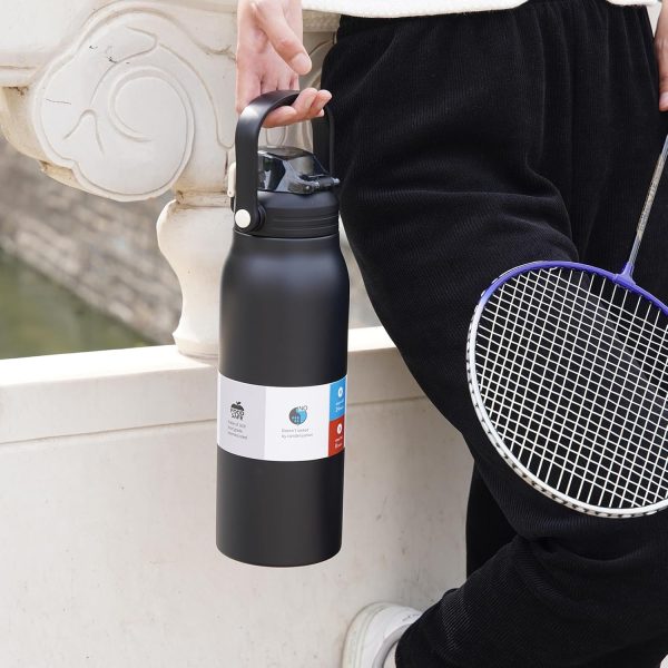 BJPKPK Insulated Water Bottles with Straw, 27 oz Cute Water Bottles with Handle, BPA Free Stainless Steel Metal Thermos, Easy Carry Thermos for Men & Women, White - Image 20