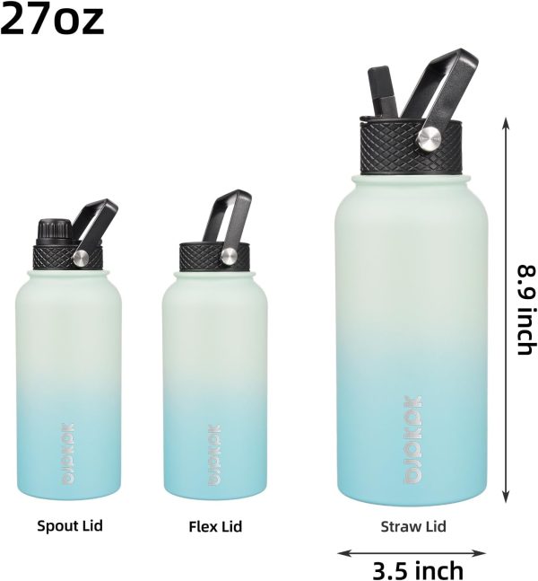 BJPKPK Insulated Water Bottles with Straw Lid, 50oz Large Water Jug, Stainless Steel Vacuum Bottles, Hot & Cold Thermos with 3 Lids and Paracord Handle,Stainless Steel - Image 365