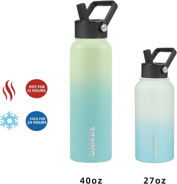 BJPKPK Insulated Water Bottles with Straw Lid, 50oz Large Water Jug, Stainless Steel Vacuum Bottles, Hot & Cold Thermos with 3 Lids and Paracord Handle,Stainless Steel - Image 366