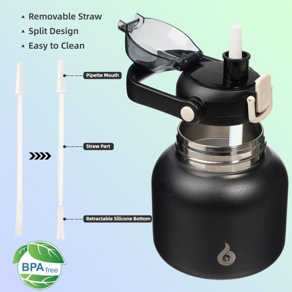 BJPKPK Insulated Water Bottles with Straw, 27 oz Cute Water Bottles with Handle, BPA Free Stainless Steel Metal Thermos, Easy Carry Thermos for Men & Women, White - Image 24