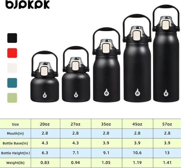 BJPKPK Insulated Water Bottles with Straw, 27 oz Cute Water Bottles with Handle, BPA Free Stainless Steel Metal Thermos, Easy Carry Thermos for Men & Women, White - Image 25