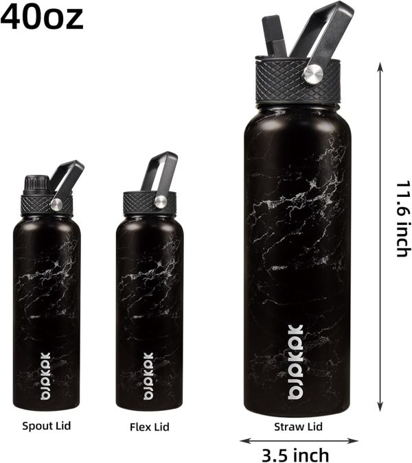 BJPKPK Insulated Water Bottles with Straw Lid, 50oz Large Water Jug, Stainless Steel Vacuum Bottles, Hot & Cold Thermos with 3 Lids and Paracord Handle,Stainless Steel - Image 376