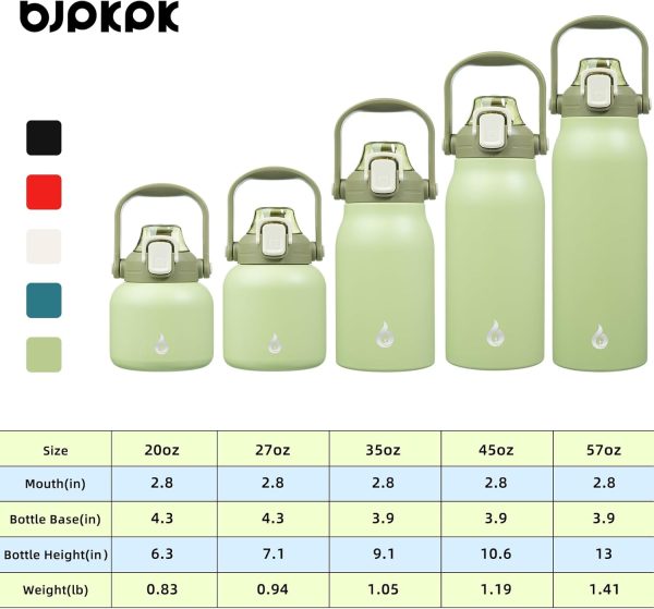 BJPKPK Insulated Water Bottles with Straw, 27 oz Cute Water Bottles with Handle, BPA Free Stainless Steel Metal Thermos, Easy Carry Thermos for Men & Women, White - Image 36