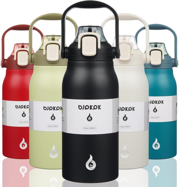 BJPKPK Insulated Water Bottles with Straw, 27 oz Cute Water Bottles with Handle, BPA Free Stainless Steel Metal Thermos, Easy Carry Thermos for Men & Women, White - Image 37