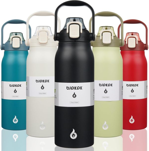 BJPKPK Insulated Water Bottles with Straw, 27 oz Cute Water Bottles with Handle, BPA Free Stainless Steel Metal Thermos, Easy Carry Thermos for Men & Women, White - Image 47