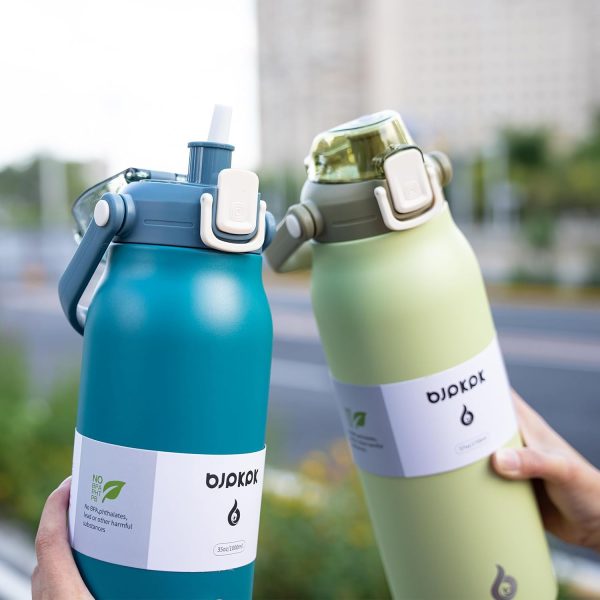 BJPKPK Insulated Water Bottles with Straw, 27 oz Cute Water Bottles with Handle, BPA Free Stainless Steel Metal Thermos, Easy Carry Thermos for Men & Women, White - Image 53