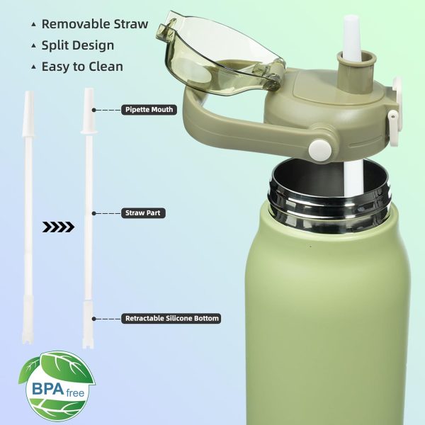BJPKPK Insulated Water Bottles with Straw, 27 oz Cute Water Bottles with Handle, BPA Free Stainless Steel Metal Thermos, Easy Carry Thermos for Men & Women, White - Image 57