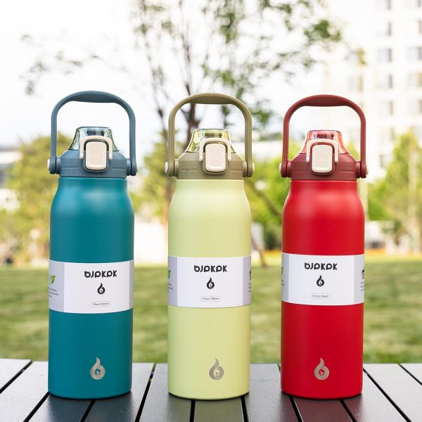 BJPKPK Insulated Water Bottles with Straw, 27 oz Cute Water Bottles with Handle, BPA Free Stainless Steel Metal Thermos, Easy Carry Thermos for Men & Women, White - Image 68