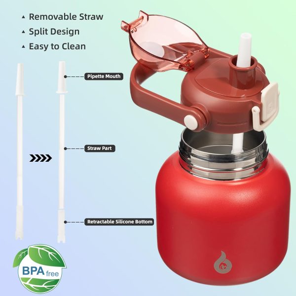 BJPKPK Insulated Water Bottles with Straw, 27 oz Cute Water Bottles with Handle, BPA Free Stainless Steel Metal Thermos, Easy Carry Thermos for Men & Women, White - Image 74