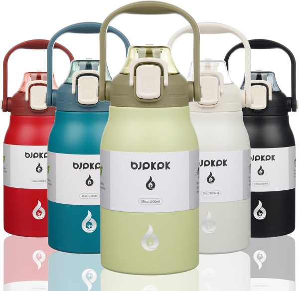 BJPKPK Insulated Water Bottles with Straw, 27 oz Cute Water Bottles with Handle, BPA Free Stainless Steel Metal Thermos, Easy Carry Thermos for Men & Women, White - Image 78
