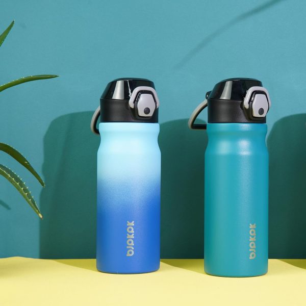 BJPKPK 18oz Insulated Water Bottle With Straw Stainless Steel Double Wall Water Bottles BPA Free Leak Proof Thermos With Lockable Flip Lid And Soft Silicone Spout,Ocean Dream - Image 5